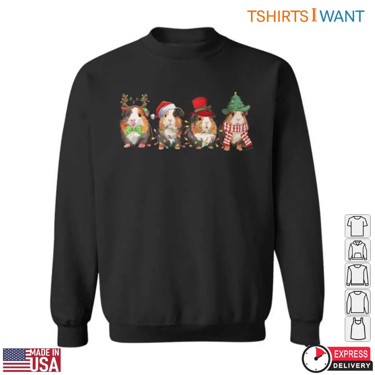 Guinea Pigs Christmas T Shirt Cute Festive Graphic with Santa Hats 3 1.jpg