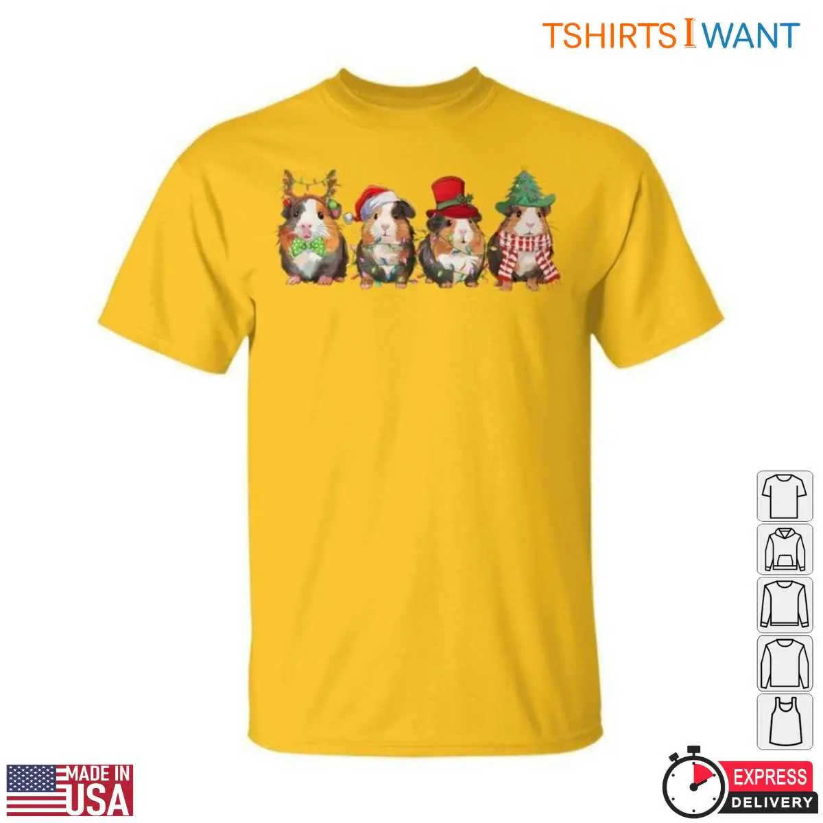 Guinea Pigs Christmas T Shirt Cute Festive Graphic with Santa Hats 5 1.jpg