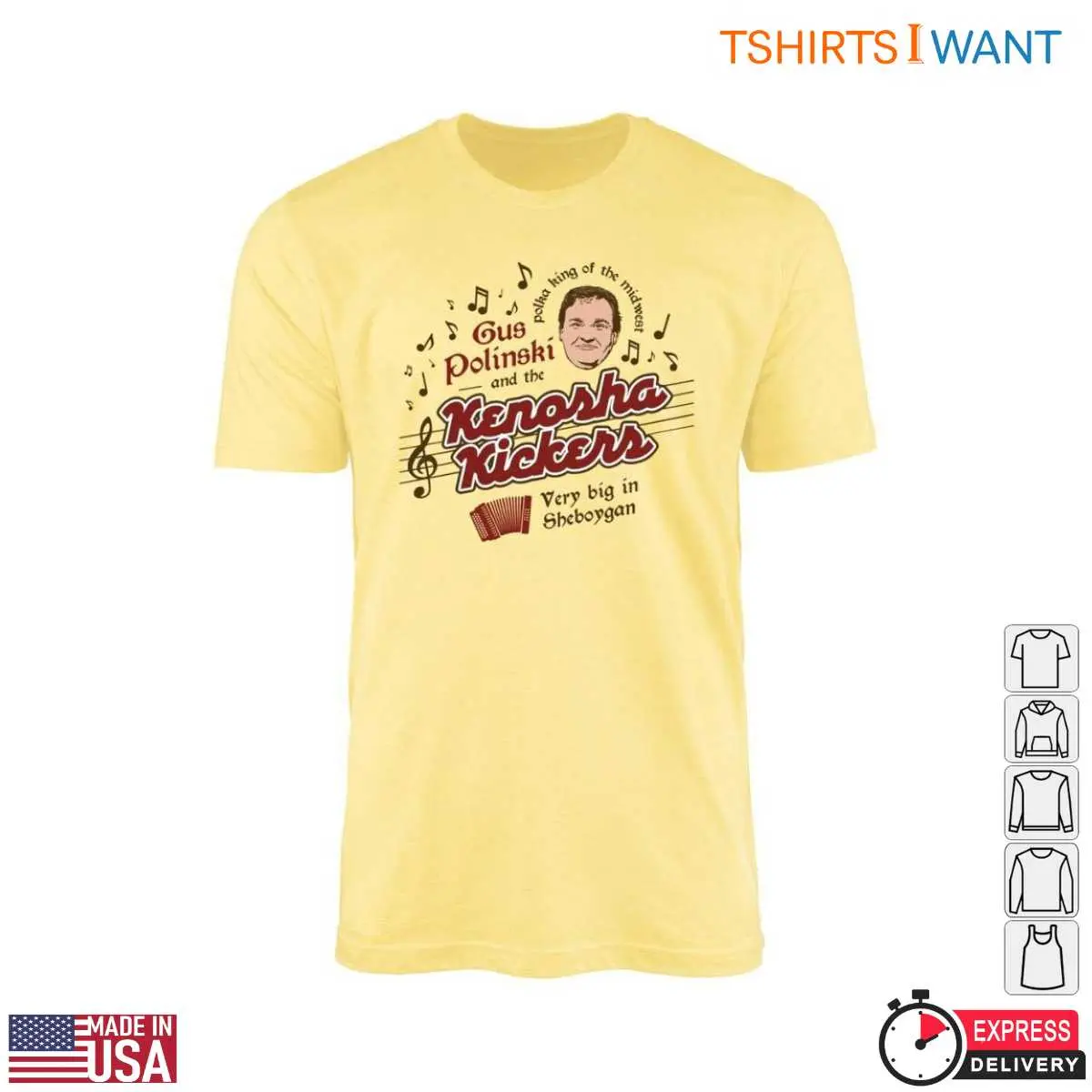 Gus Polinski T-Shirt – Kenosha Kickers Music Graphic Tee 10 Gus Polinski T-Shirt Front View