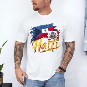 Haiti Pride T Shirt E28093 Colorful Flag Brush Stroke Haitian Heritage Tee 4.jpg