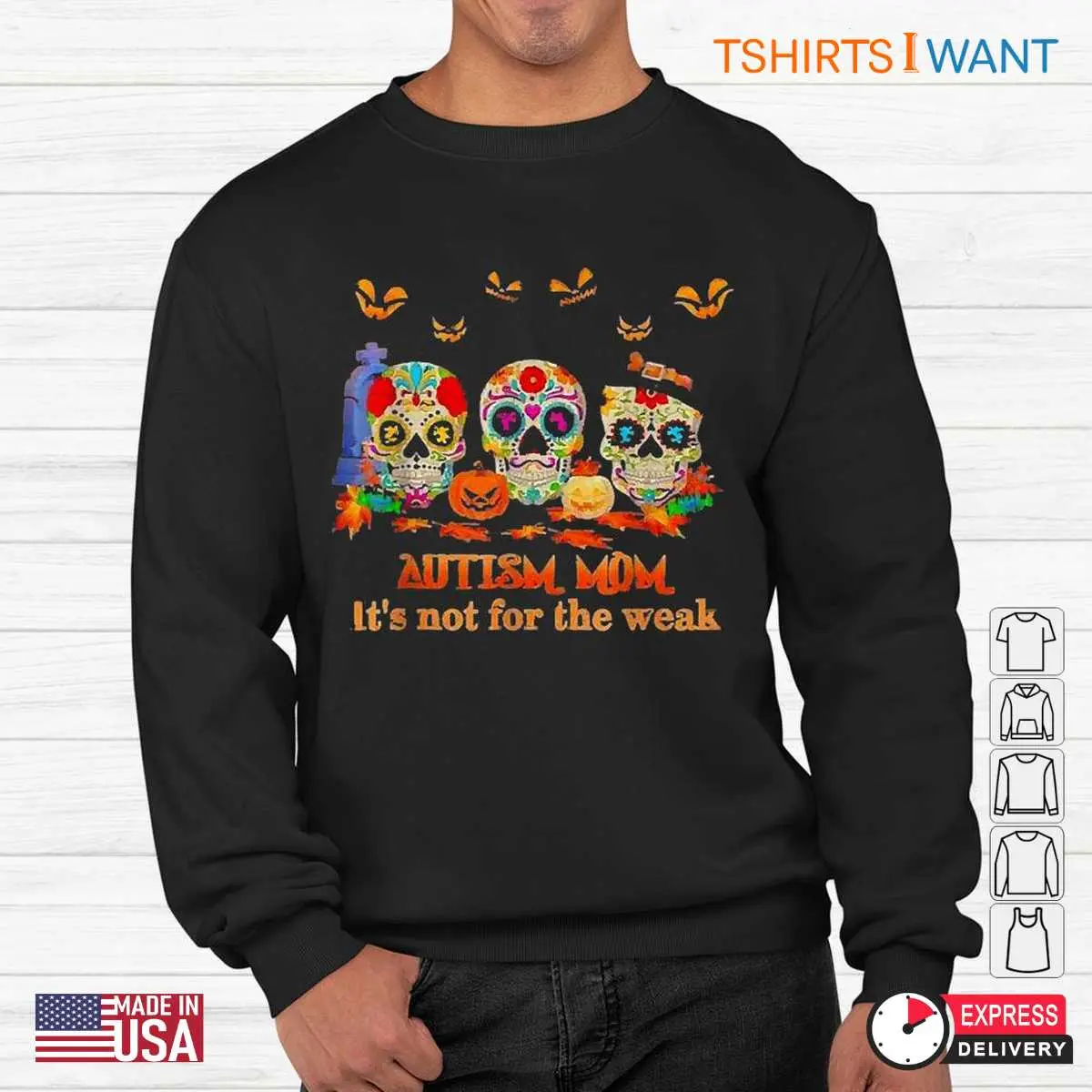 Halloween Autism Shirts: Skulls Pumpkin Autism Mom Not For The Weak Halloween Tee 3 Halloween Autism Shirts Autism Mom Pumpkin Tee 3 1.jpg