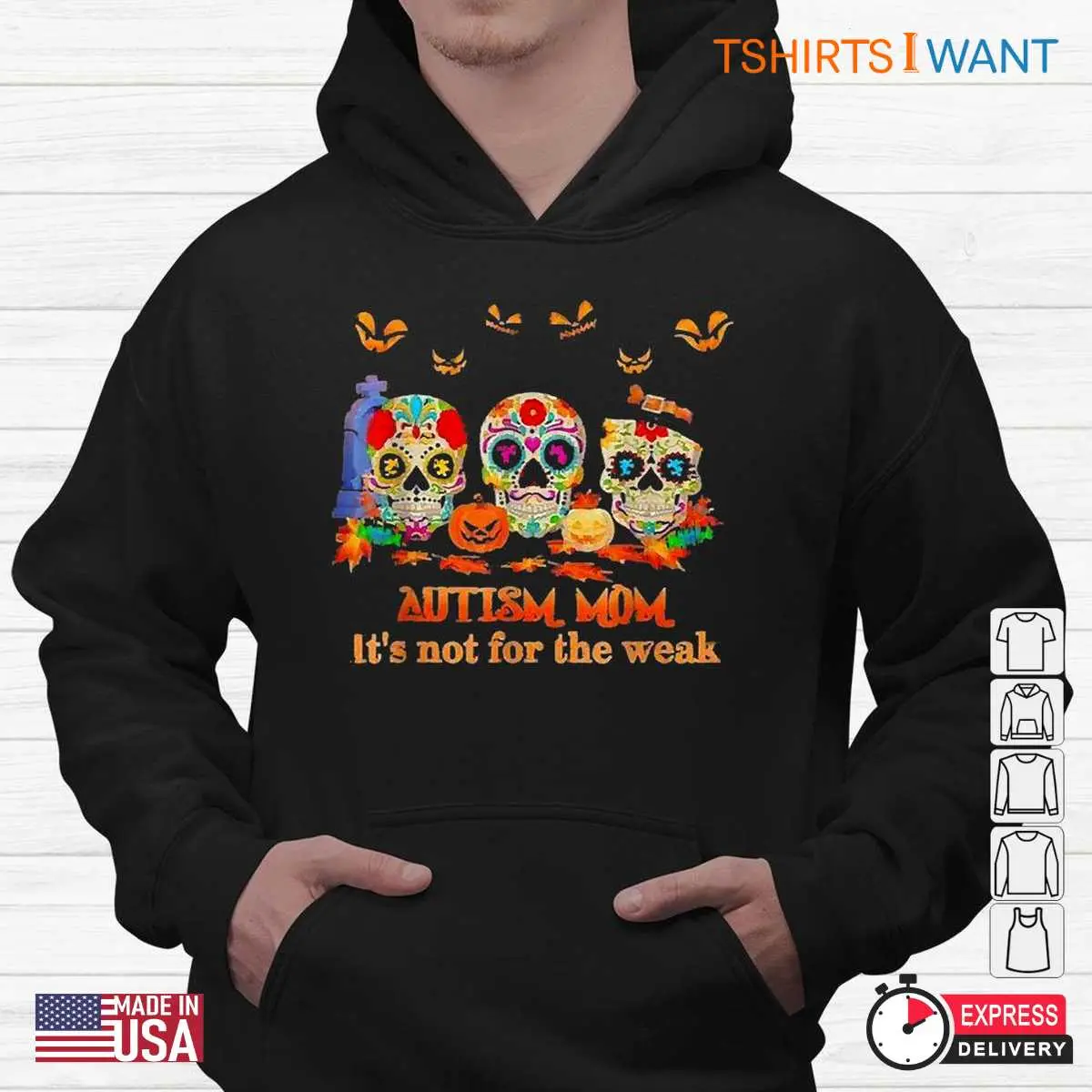 Halloween Autism Shirts: Skulls Pumpkin Autism Mom Not For The Weak Halloween Tee 4 Halloween Autism Shirts Autism Mom Pumpkin Tee 4 1.jpg