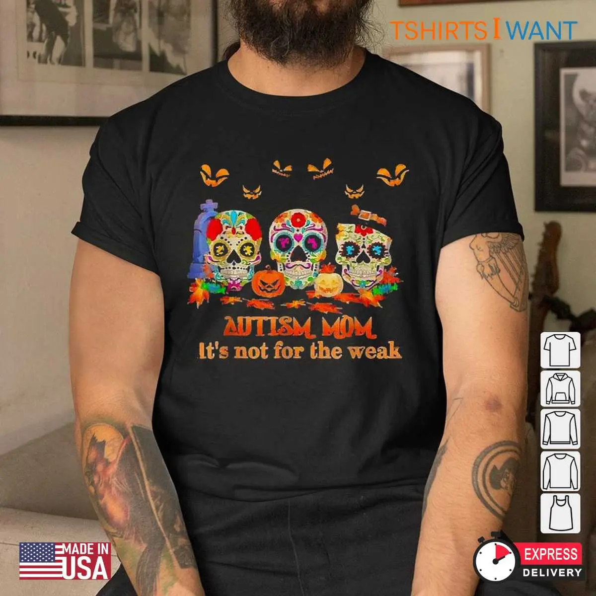 Halloween Autism Shirts: Skulls Pumpkin Autism Mom Not For The Weak Halloween Tee 5 Halloween Autism Shirts Autism Mom Pumpkin Tee 5 1.jpg