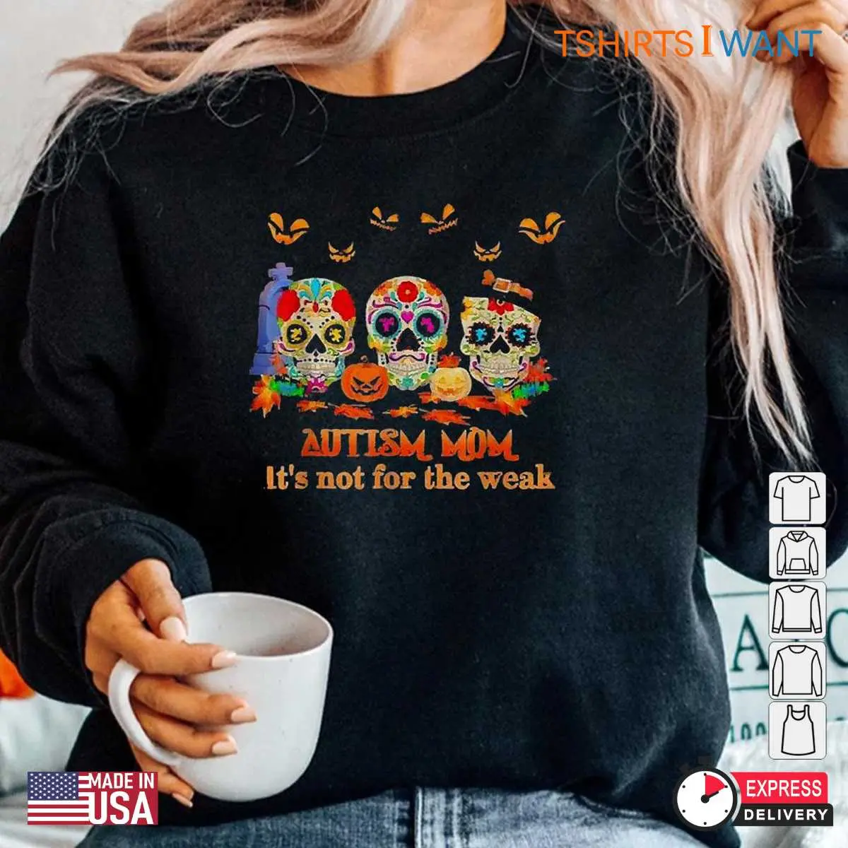 Halloween Autism Shirts: Skulls Pumpkin Autism Mom Not For The Weak Halloween Tee 6 Halloween Autism Shirts Autism Mom Pumpkin Tee 6 1.jpg