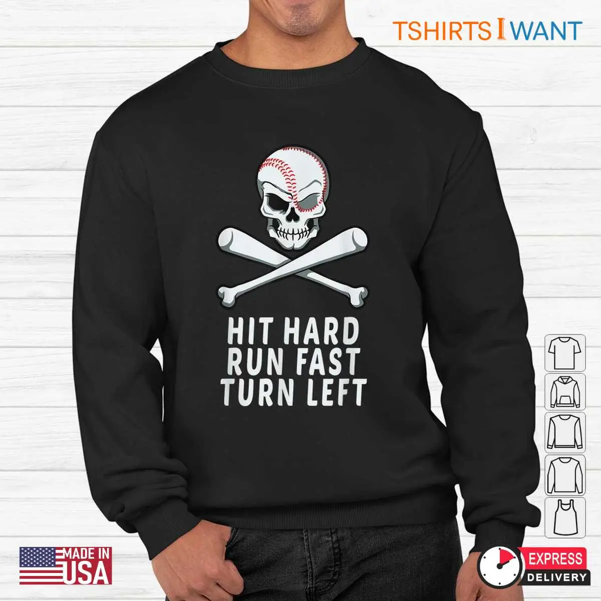 Halloween Baseball Shirt: Hit Hard Run Fast Turn Left Baseball Halloween Tee 13 Halloween baseball shirt