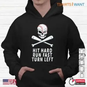 Halloween Baseball Shirt: Hit Hard Run Fast Turn Left Baseball Halloween Tee 9 Halloween Baseball Shirt Hit Hard Run Fast Spooky 4 1.jpg
