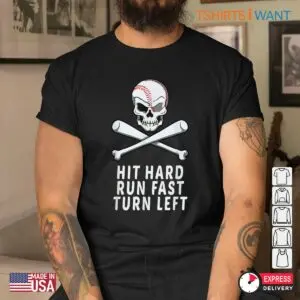 Halloween Baseball Shirt: Hit Hard Run Fast Turn Left Baseball Halloween Tee 10 Halloween Baseball Shirt Hit Hard Run Fast Spooky 5 1.jpg
