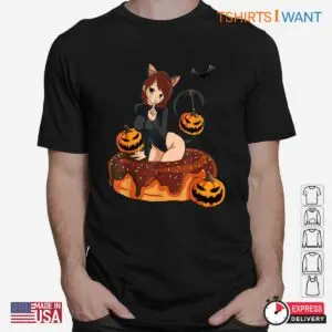 Halloween Black Cat Shirt: Kawaii Anime Black Cat Halloween Costume Tee 6 Halloween Black Cat Shirt Anime Feline Costume 2 1.jpg