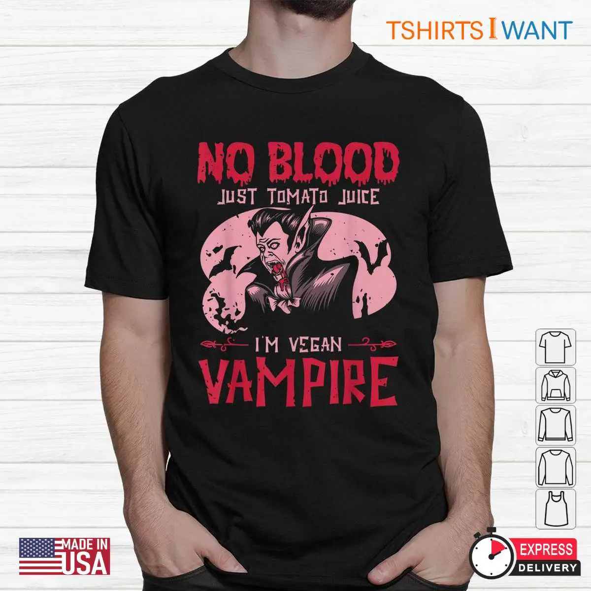 Halloween Blood Shirt: No Blood Just Tomato Juice Vegan Vampire Halloween Tee 12 Halloween Blood Shirt Vegan Vampire Juice Tee 2