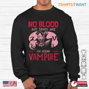 Halloween Blood Shirt: No Blood Just Tomato Juice Vegan Vampire Halloween Tee 8 Halloween Blood Shirt Vegan Vampire Juice Tee 3 1.jpg