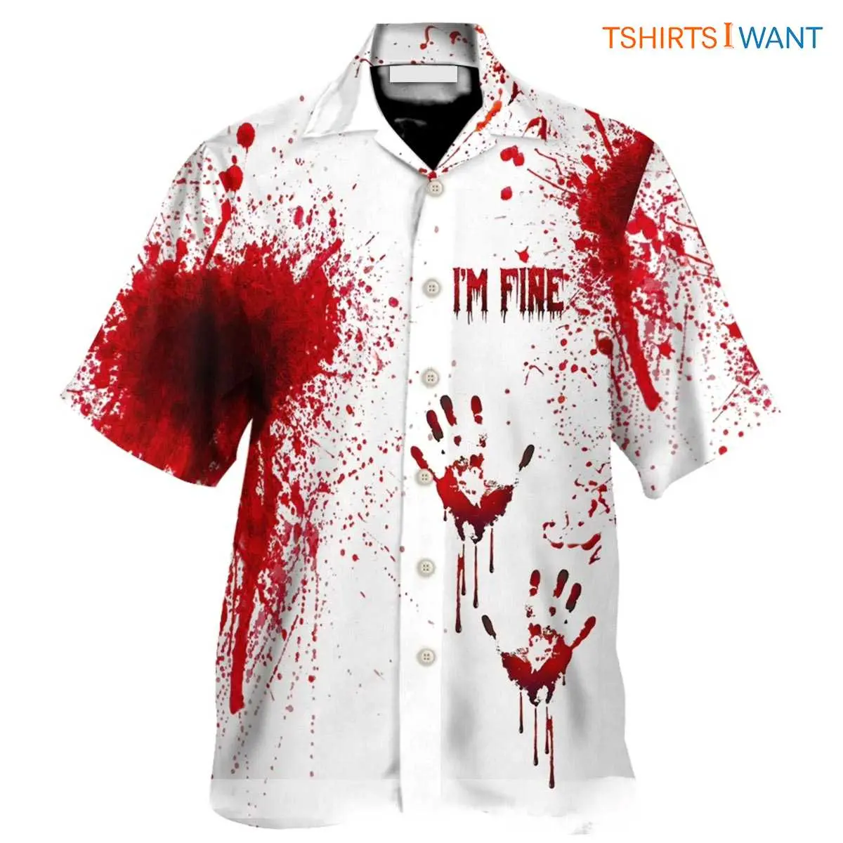 Halloween Blood Splatter Hawaiian Shirt for Men & Women, Adult 4 Halloween Blood Splatter Hawaiian Shirt front view