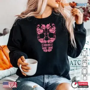 Halloween Breast Cancer: Pink Flamingo Skull Breast Cancer Awareness Halloween Shirt 9 Halloween Breast Cancer Pink Skull Awareness 5 1.jpg