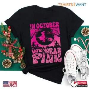Halloween Breast Cancer Shirts: In October We Wear Pink Witch Ribbon Halloween Tee 5 Halloween Breast Cancer Shirts Pink Witch Ribbon Tee 2 1.jpg