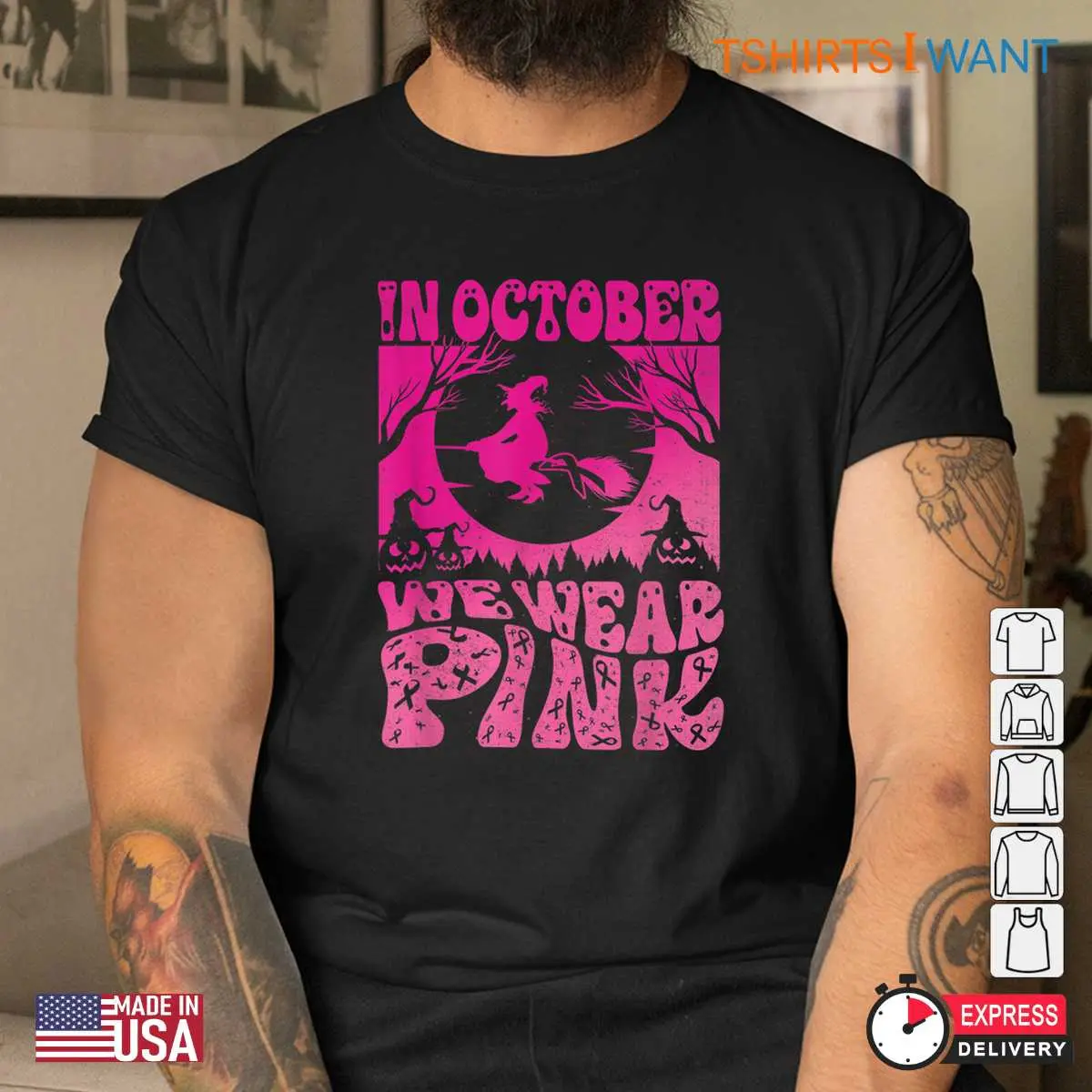 Halloween Breast Cancer Shirts Pink Witch Ribbon Tee 3 1.jpg