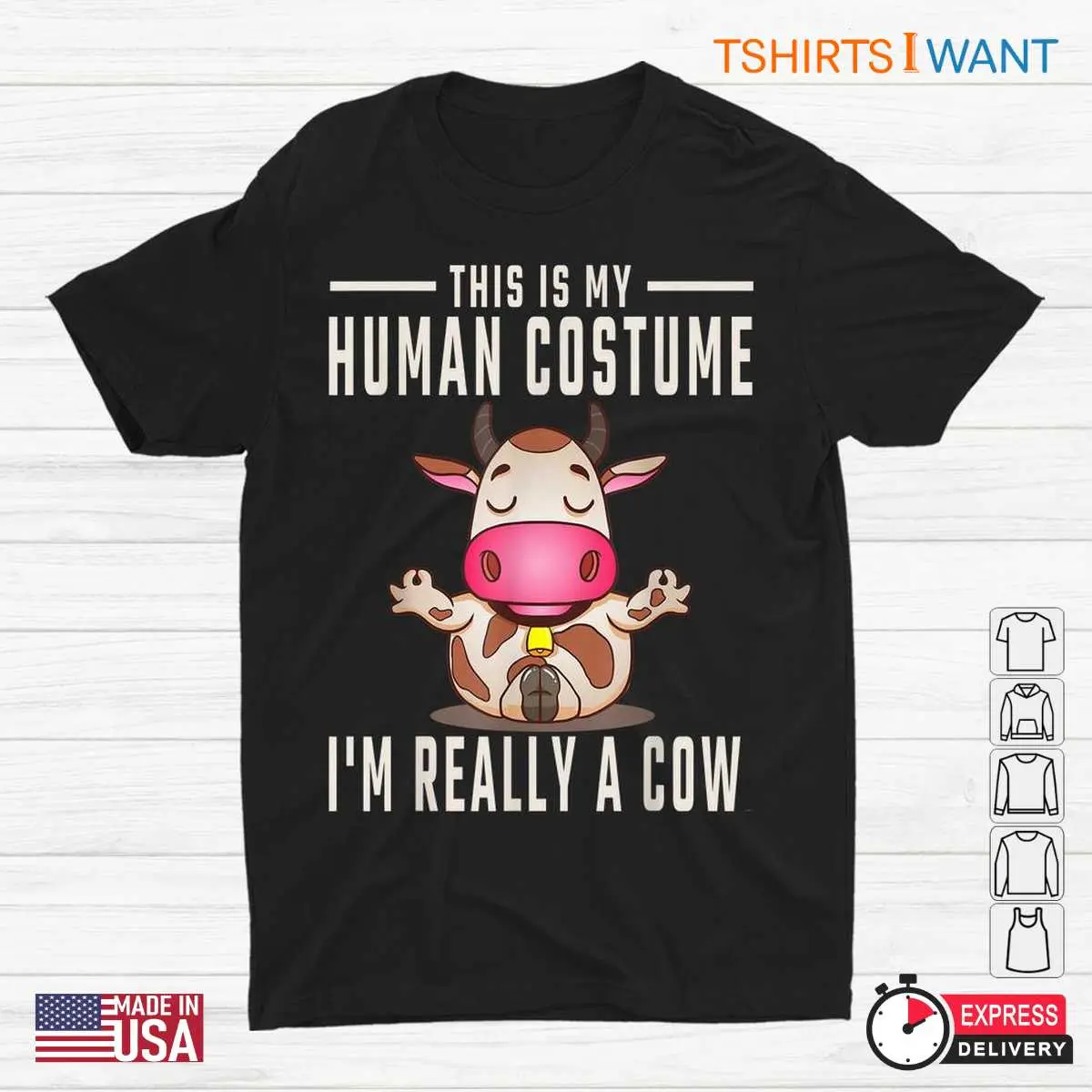 Halloween Cow Shirt Human Disguise Bovine Tee 1 1.jpg