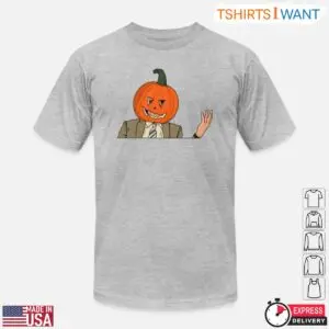 Halloween Dwight Schrute Pumpkin Head T-shirt – Funny Office-Themed Crewneck for Halloween Fans