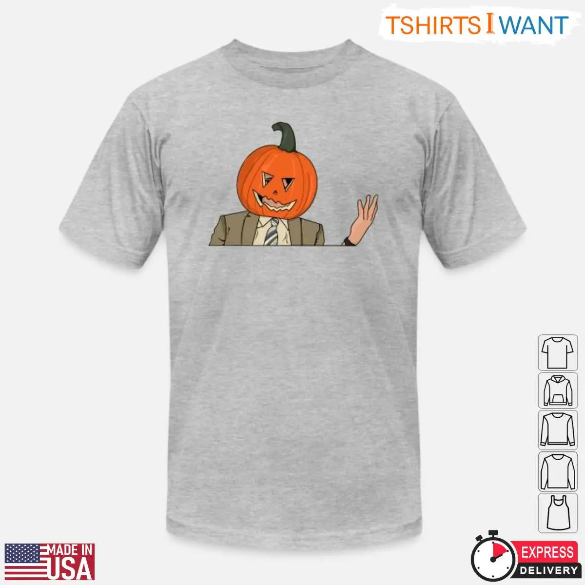 Halloween Dwight Schrute Pumpkin Head T-shirt – Funny Office-Themed Crewneck for Halloween Fans 10 Halloween Dwight Schrute Pumpkin Head T-shirt Front View