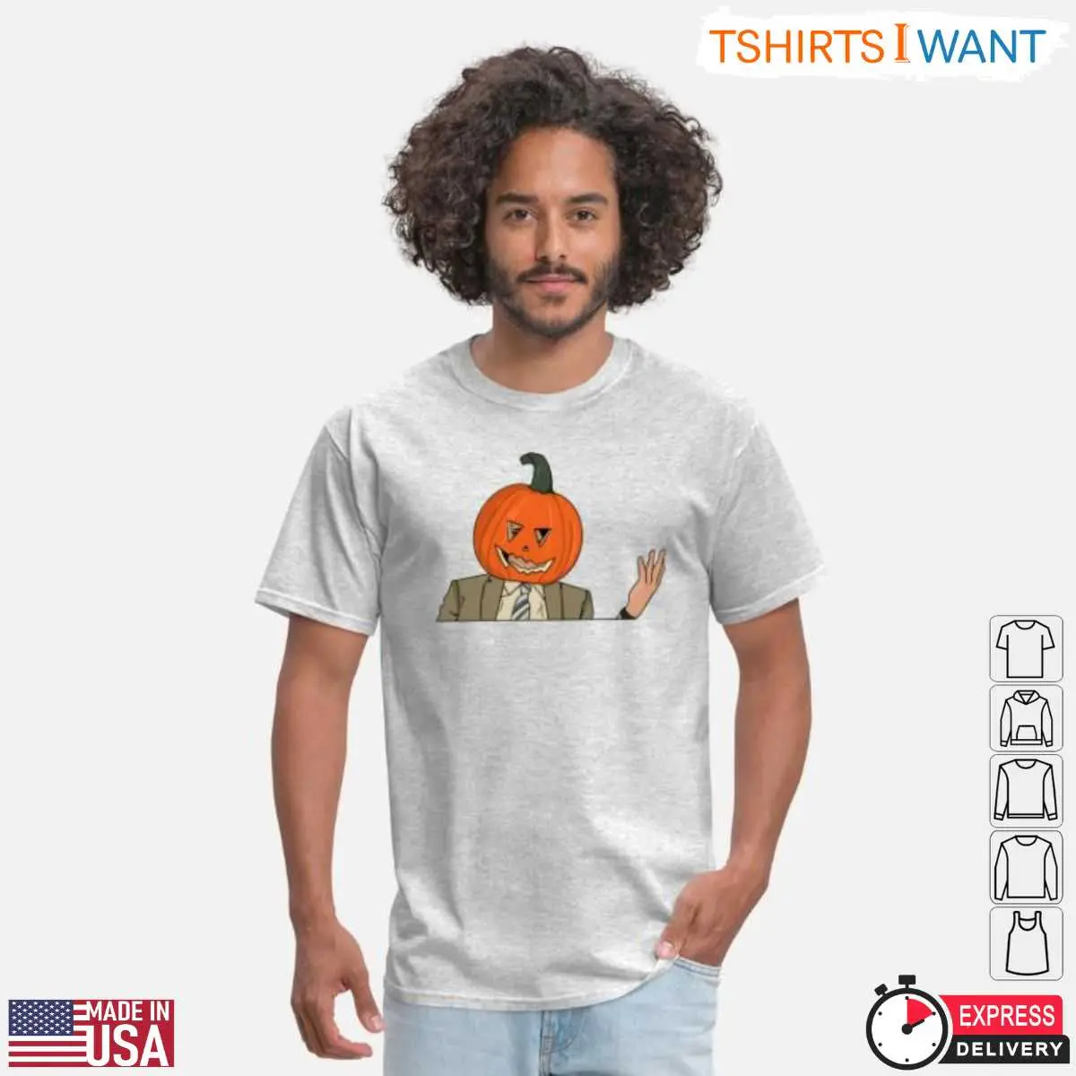Halloween Dwight Schrute Pumpkin Head T shirt Funny Office Themed Crewneck for Halloween Fans 2 1 1.jpg