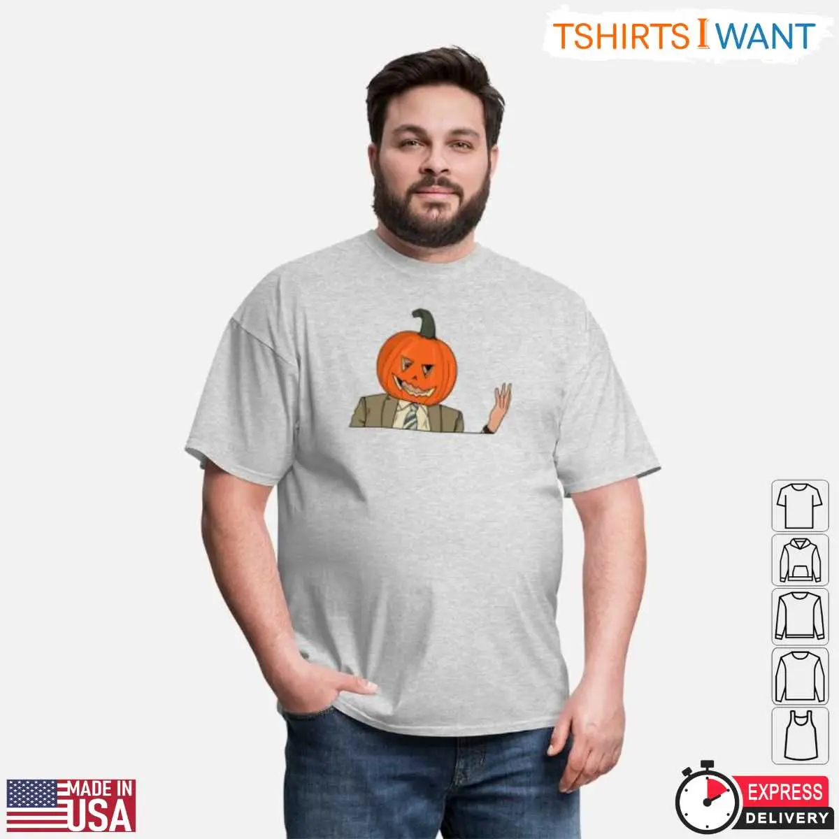 Halloween Dwight Schrute Pumpkin Head T shirt Funny Office Themed Crewneck for Halloween Fans 5 1 1.jpg
