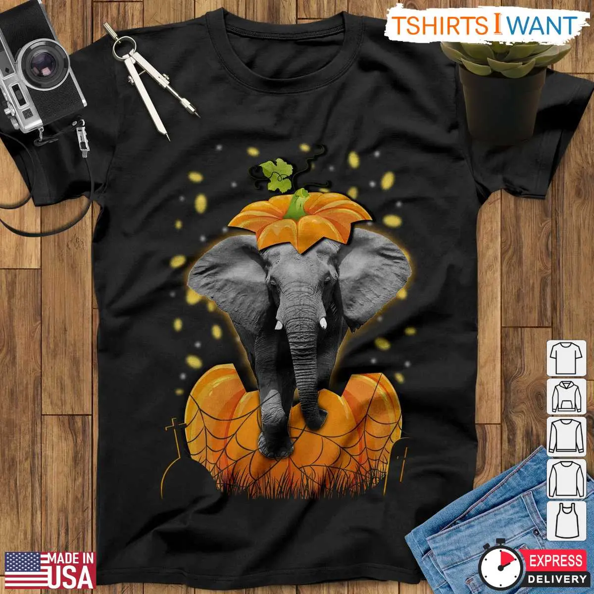 Halloween Elephant T Shirt Fun and Unique Pumpkin Themed Animal Graphic Tee 1 1 1.jpg
