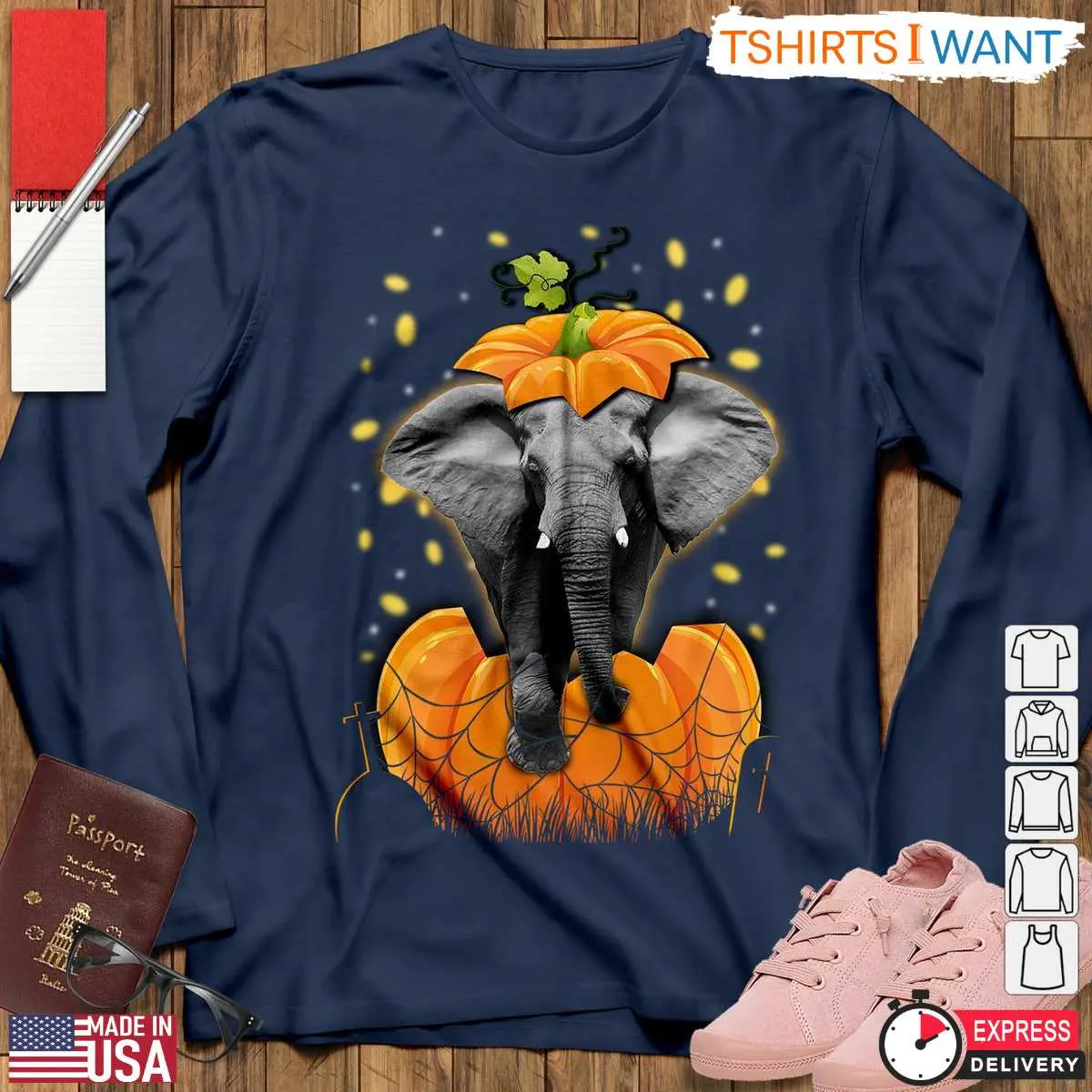 Halloween Elephant T Shirt Fun and Unique Pumpkin Themed Animal Graphic Tee 2 1 1.jpg