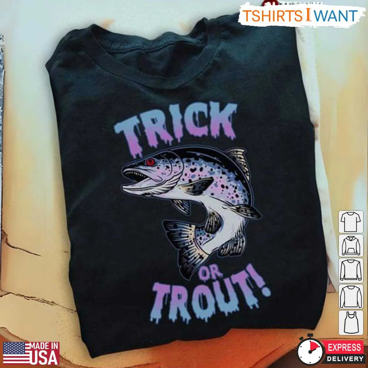Halloween Fishing T Shirt E28093 Trick or Trout Fun Fishing Design 1 1.jpg