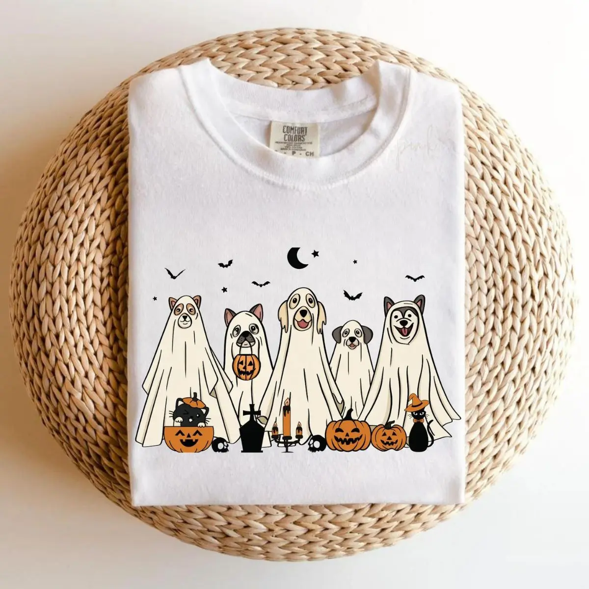 Halloween Ghost Dogs Sweatshirt Cute and Spooky Pet Costume Design 4