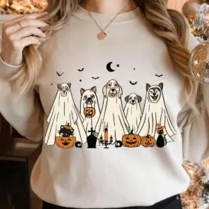 Halloween Ghost Dogs Hoodie- Cute and Spooky Pet Costume Design 9 Halloween Ghost Dogs Sweatshirt Cute and Spooky Pet Costume Design 5