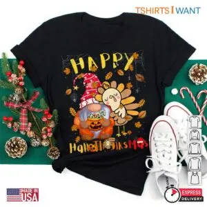 Halloween Gnomes Shirt: Happy Hallothanksmas Gnomes Halloween Thanksgiving Tee 5 Halloween Gnomes Shirt Hallothanksmas Gnome Tee 2 1.jpg