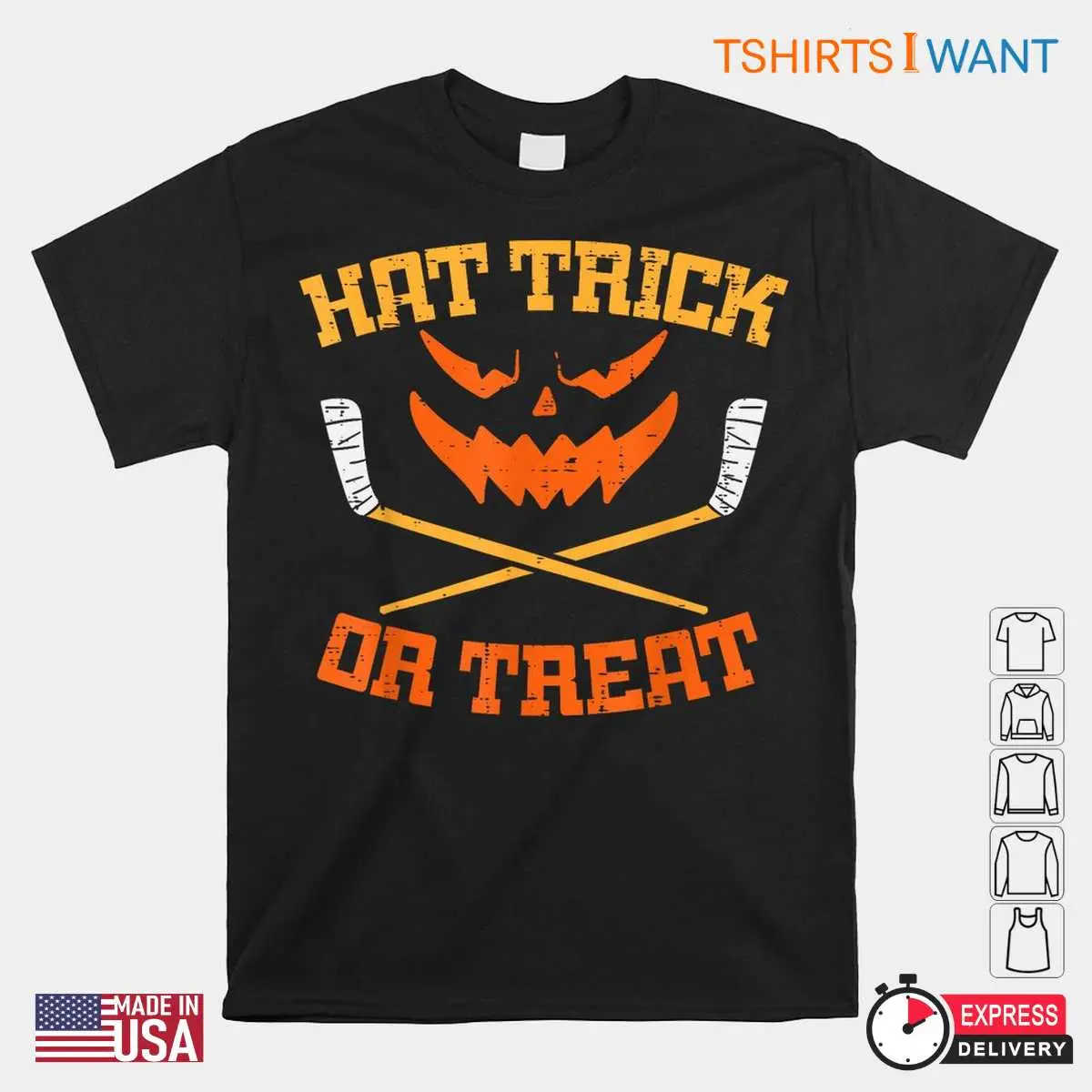 Halloween Hockey Shirts: Hat Trick Or Treat Ice Hockey Halloween Costume 10 Halloween hockey shirts