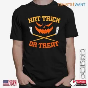 Halloween Hockey Shirts: Hat Trick Or Treat Ice Hockey Halloween Costume 6 Halloween Hockey Shirts Hat Trick or Treat Tee 2 1.jpg