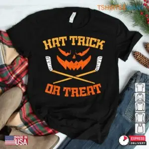 Halloween Hockey Shirts: Hat Trick Or Treat Ice Hockey Halloween Costume 7 Halloween Hockey Shirts Hat Trick or Treat Tee 3 1.jpg