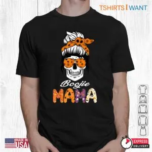 Halloween Mama Shirt: Boojie Mama Monster Skull Messy Bun Halloween Tee 5 Halloween Mama Shirt Monster Mom Skull Tee 2 1.jpg