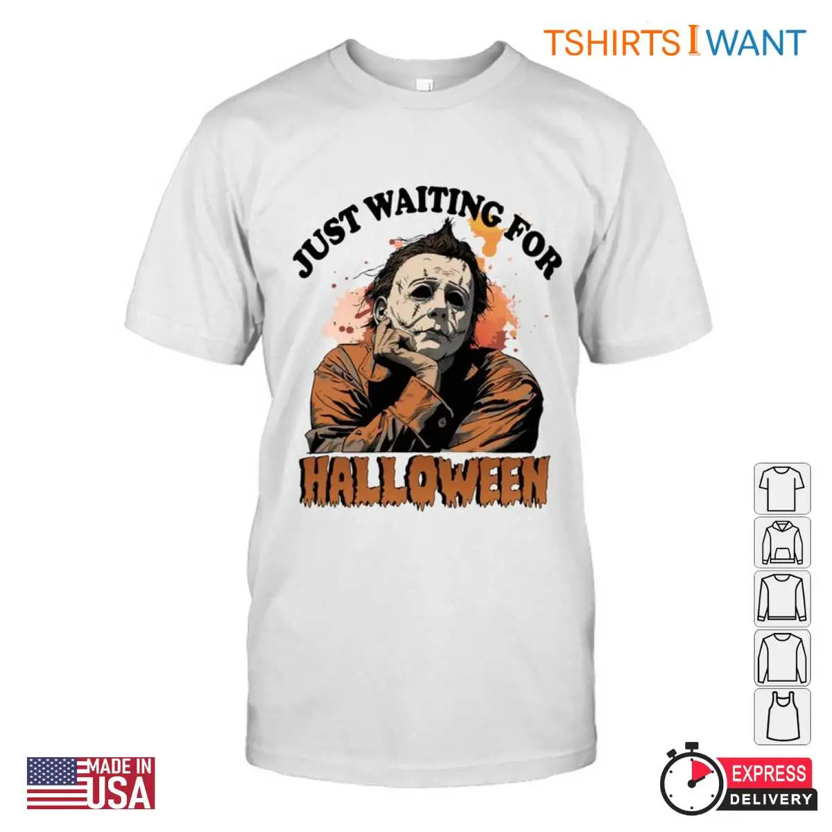 Halloween Michael Myers T Shirt - Just Waiting for Halloween, Funny Michael Myers Meme Tee 12 Halloween Michael Myers T Shirt Funny Meme Tee 2