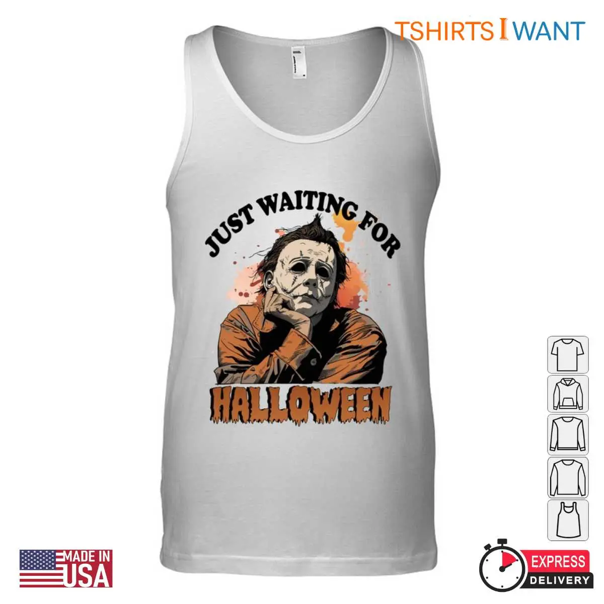 Halloween Michael Myers T Shirt - Just Waiting for Halloween, Funny Michael Myers Meme Tee 3 Halloween Michael Myers T Shirt Funny Meme Tee 3 1.jpg
