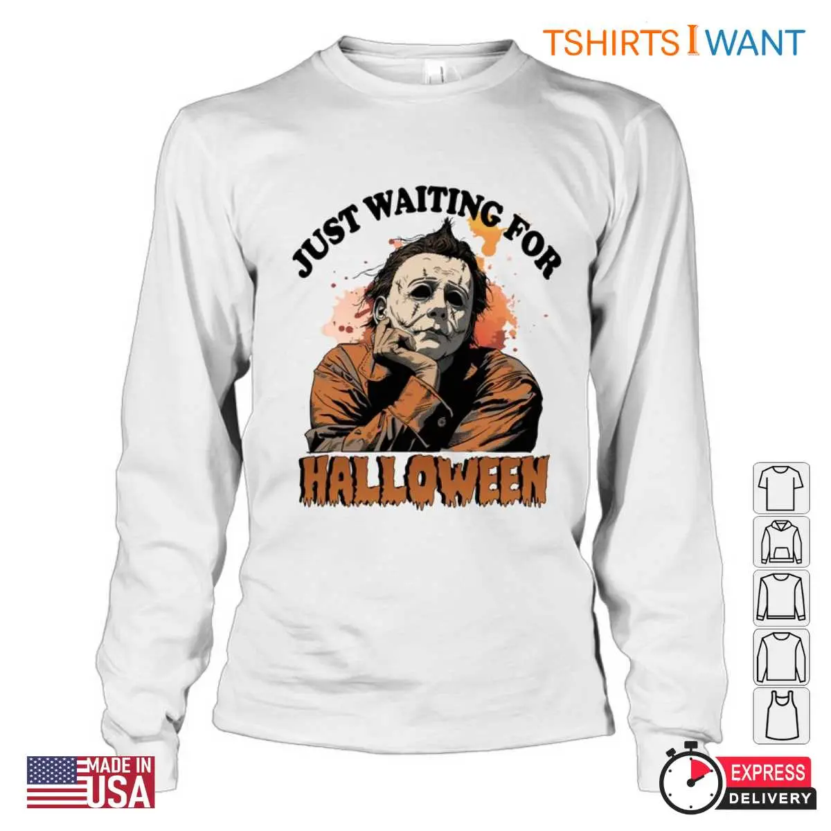 Halloween Michael Myers T Shirt - Just Waiting for Halloween, Funny Michael Myers Meme Tee 5 Halloween Michael Myers T Shirt Funny Meme Tee 5 1.jpg