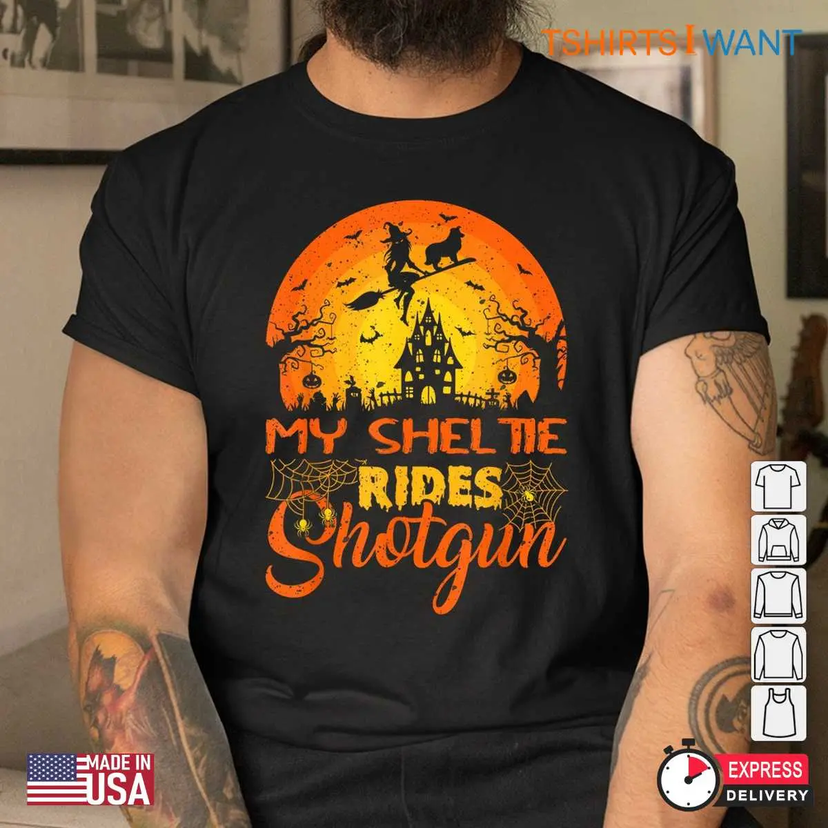 Halloween Shotgun Witch Sheltie Rider Tee 4 1.jpg