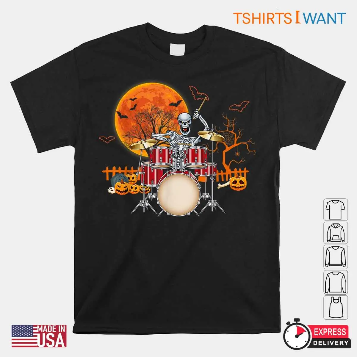 Halloween Skeleton Drummer: Skeleton Drummer Halloween Costume Playing Drums Tee 1 Halloween Skeleton Drummer Bone Beats Costume 1 1.jpg