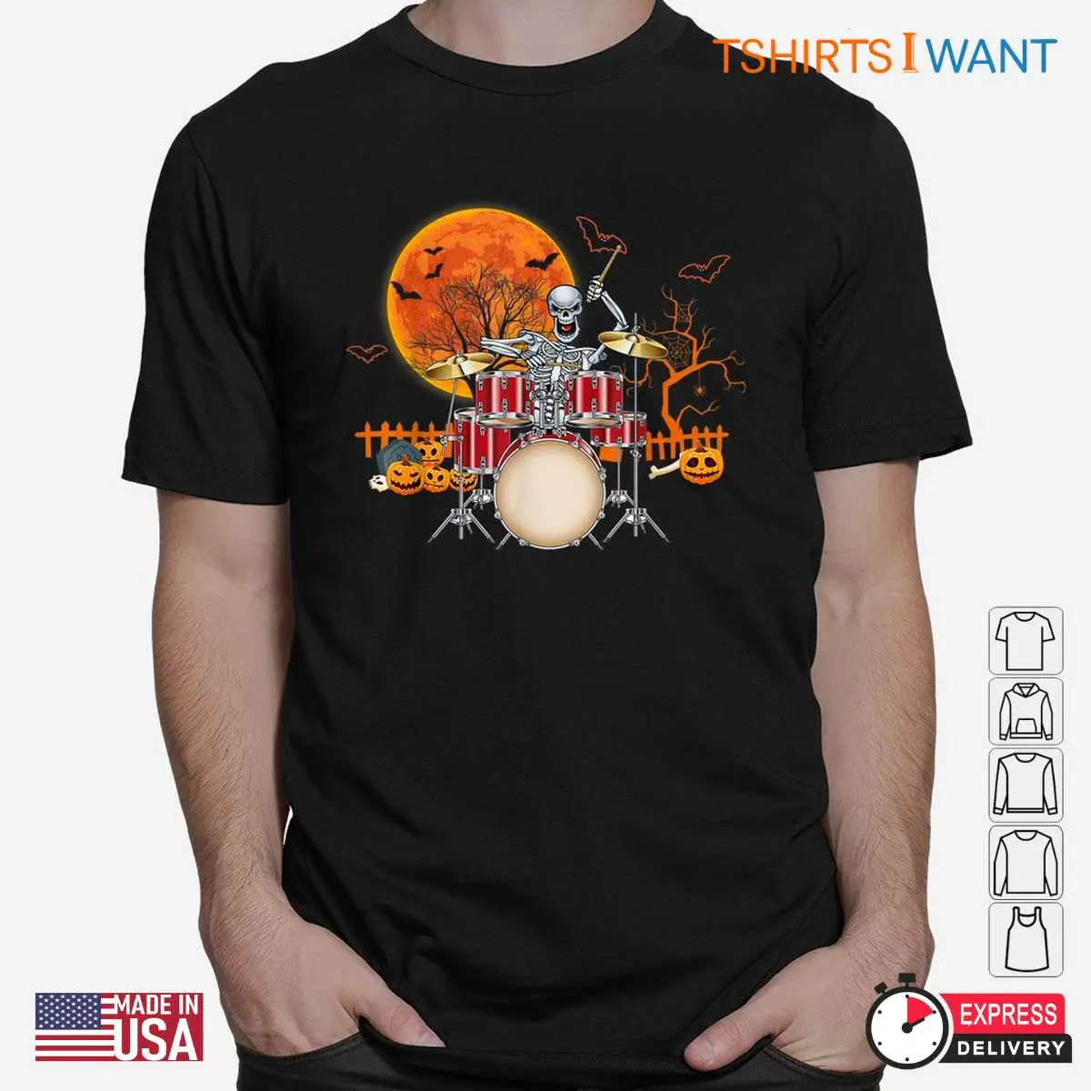 Halloween Skeleton Drummer: Skeleton Drummer Halloween Costume Playing Drums Tee 2 Halloween Skeleton Drummer Bone Beats Costume 2 1.jpg
