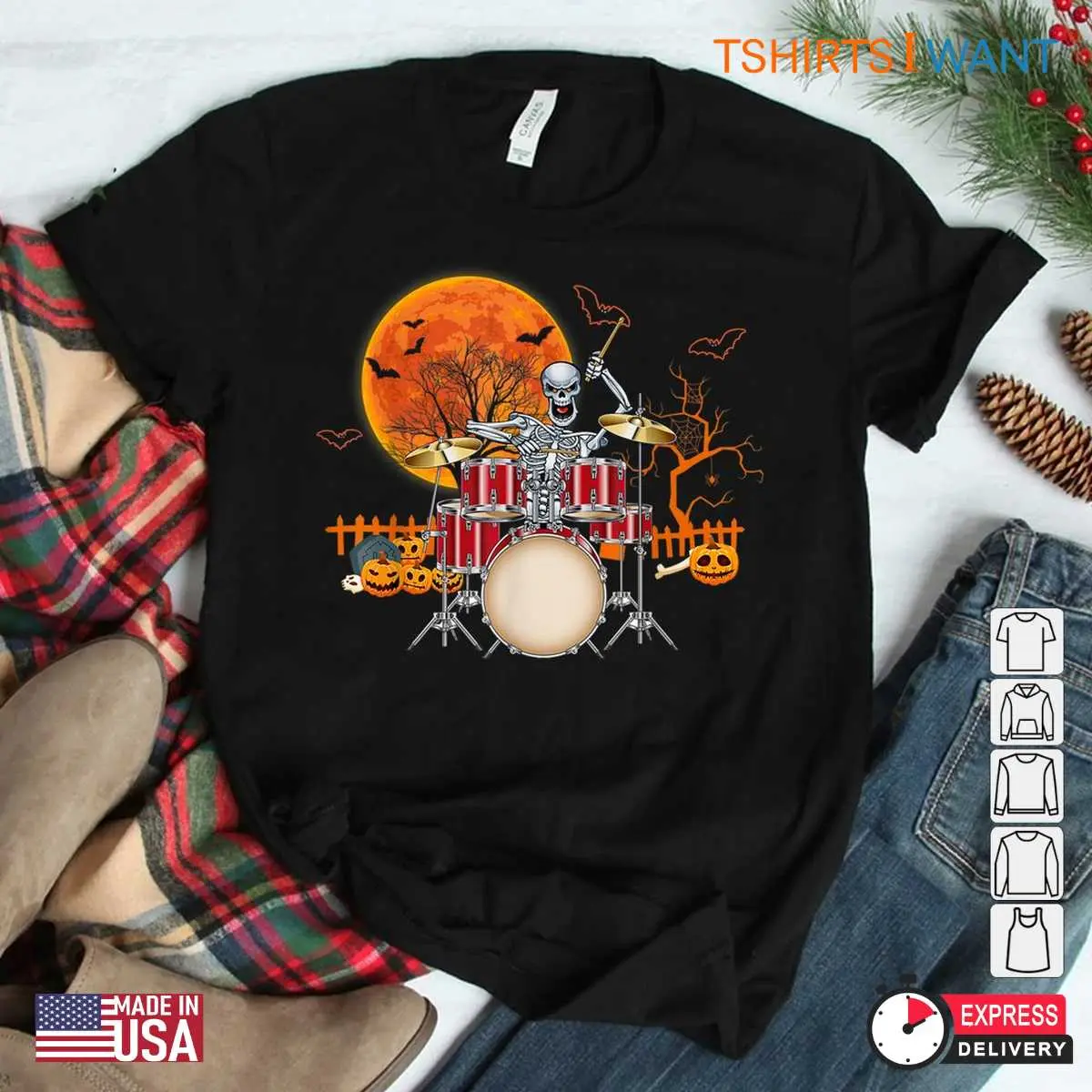 Halloween Skeleton Drummer: Skeleton Drummer Halloween Costume Playing Drums Tee 3 Halloween Skeleton Drummer Bone Beats Costume 3 1.jpg