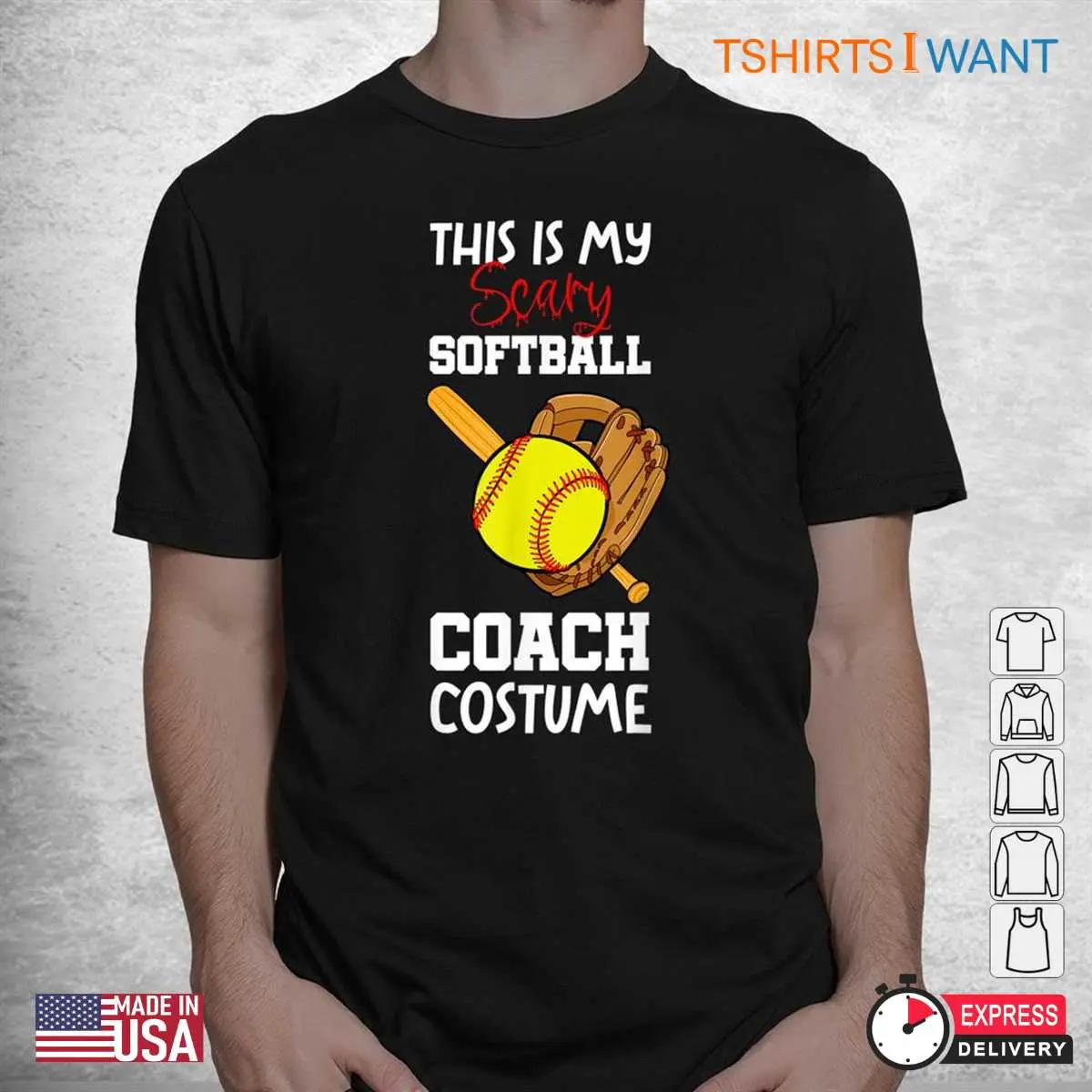 Halloween Softball Shirts Scary Coach Player Tee 2 1.jpg