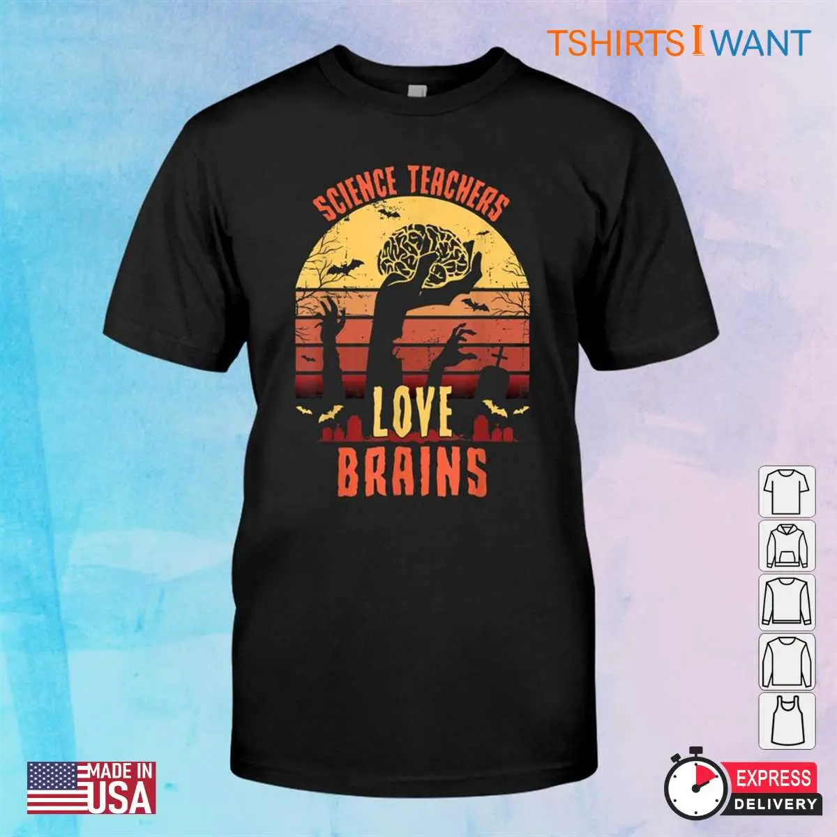 Halloween Tee Shirts For Teachers: Science Teachers Love Brains Funny Halloween Costume 1 Halloween Tee Shirts For Teachers Science Brains Zombie 1 1.jpg