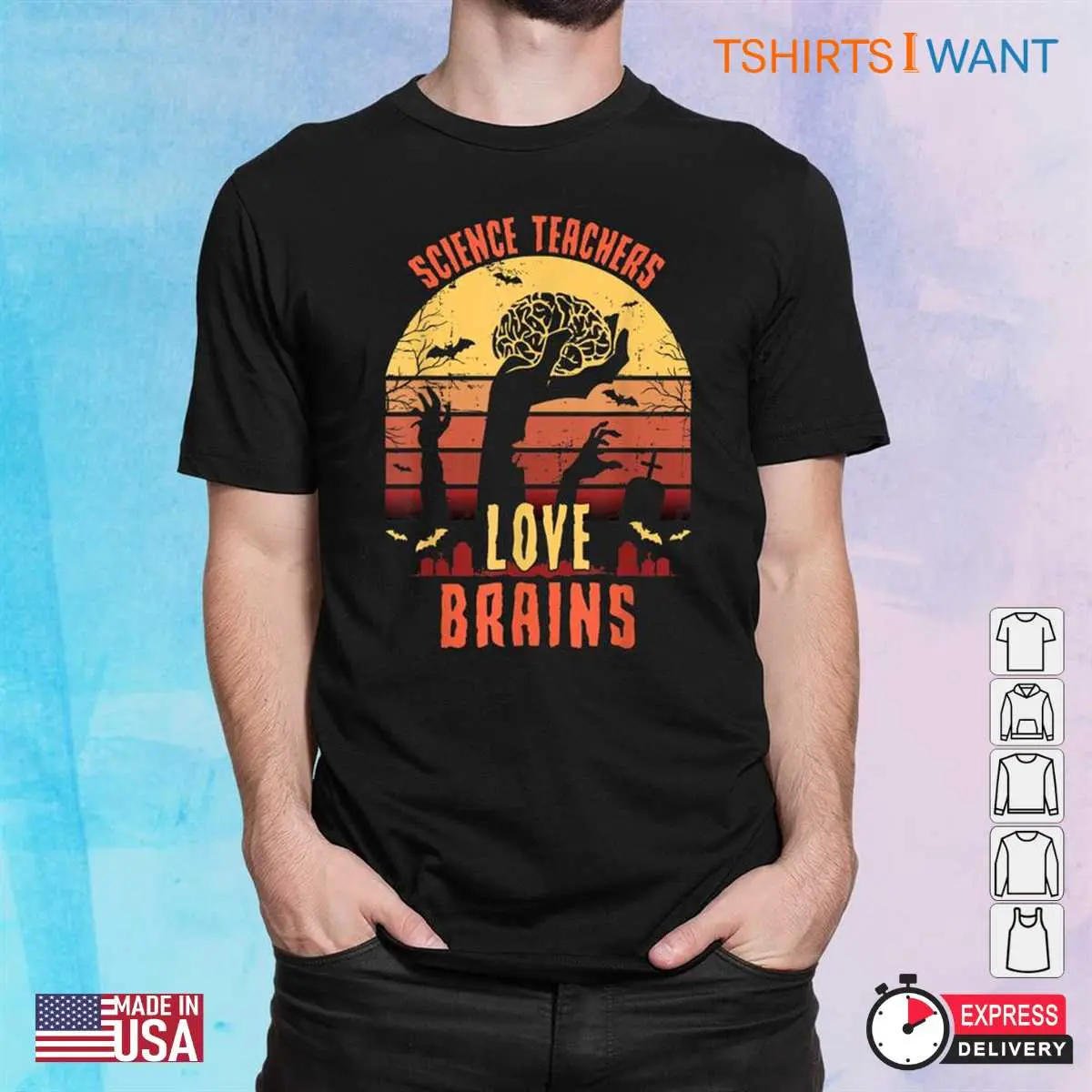 Halloween Tee Shirts For Teachers: Science Teachers Love Brains Funny Halloween Costume 2 Halloween Tee Shirts For Teachers Science Brains Zombie 2 1.jpg
