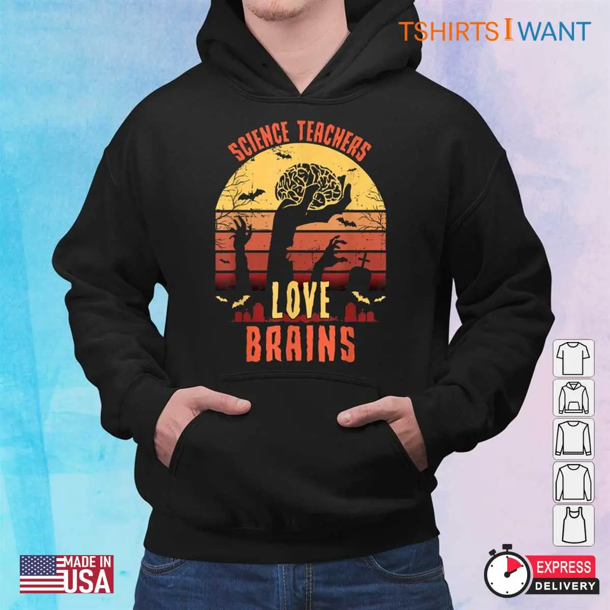 Halloween Tee Shirts For Teachers: Science Teachers Love Brains Funny Halloween Costume 4 Halloween Tee Shirts For Teachers Science Brains Zombie 4 1.jpg