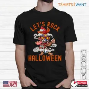 Halloween Tiki Shirt: Let's Rock Rocking Tiki Guitar Scary Halloween Tee 7 Halloween Tiki Shirt Rocking Guitar Luau Tee 2 1.jpg