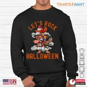 Halloween Tiki Shirt: Let's Rock Rocking Tiki Guitar Scary Halloween Tee 8 Halloween Tiki Shirt Rocking Guitar Luau Tee 3 1.jpg