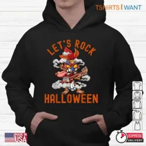 Halloween Tiki Shirt: Let's Rock Rocking Tiki Guitar Scary Halloween Tee 9 Halloween Tiki Shirt Rocking Guitar Luau Tee 4 1.jpg