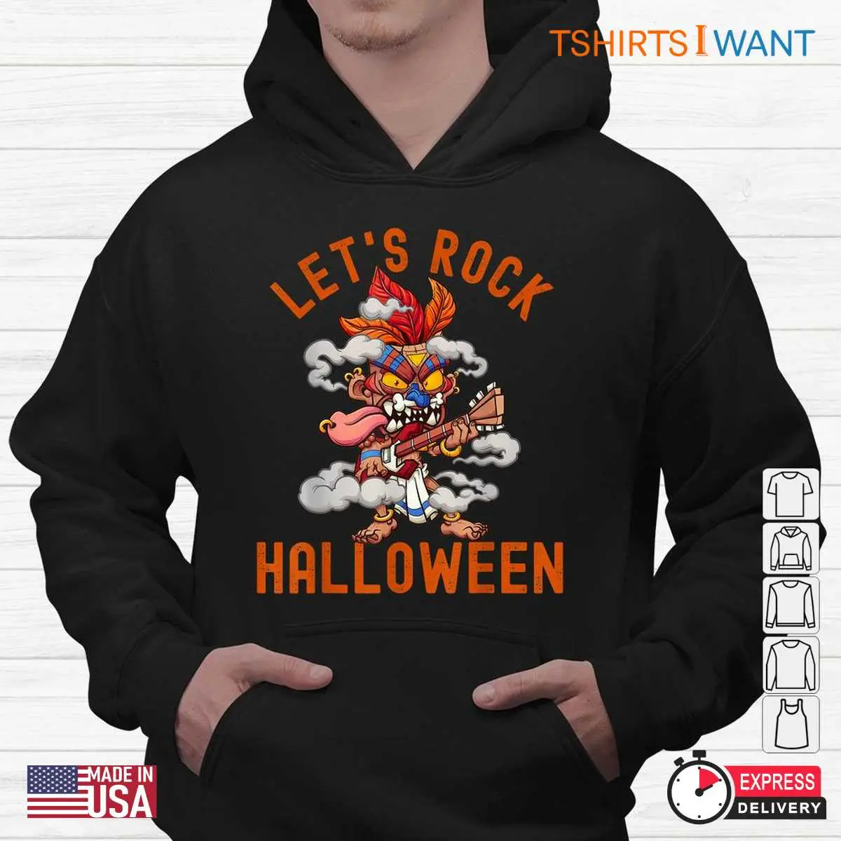 Halloween Tiki Shirt Rocking Guitar Luau Tee 4 1.jpg