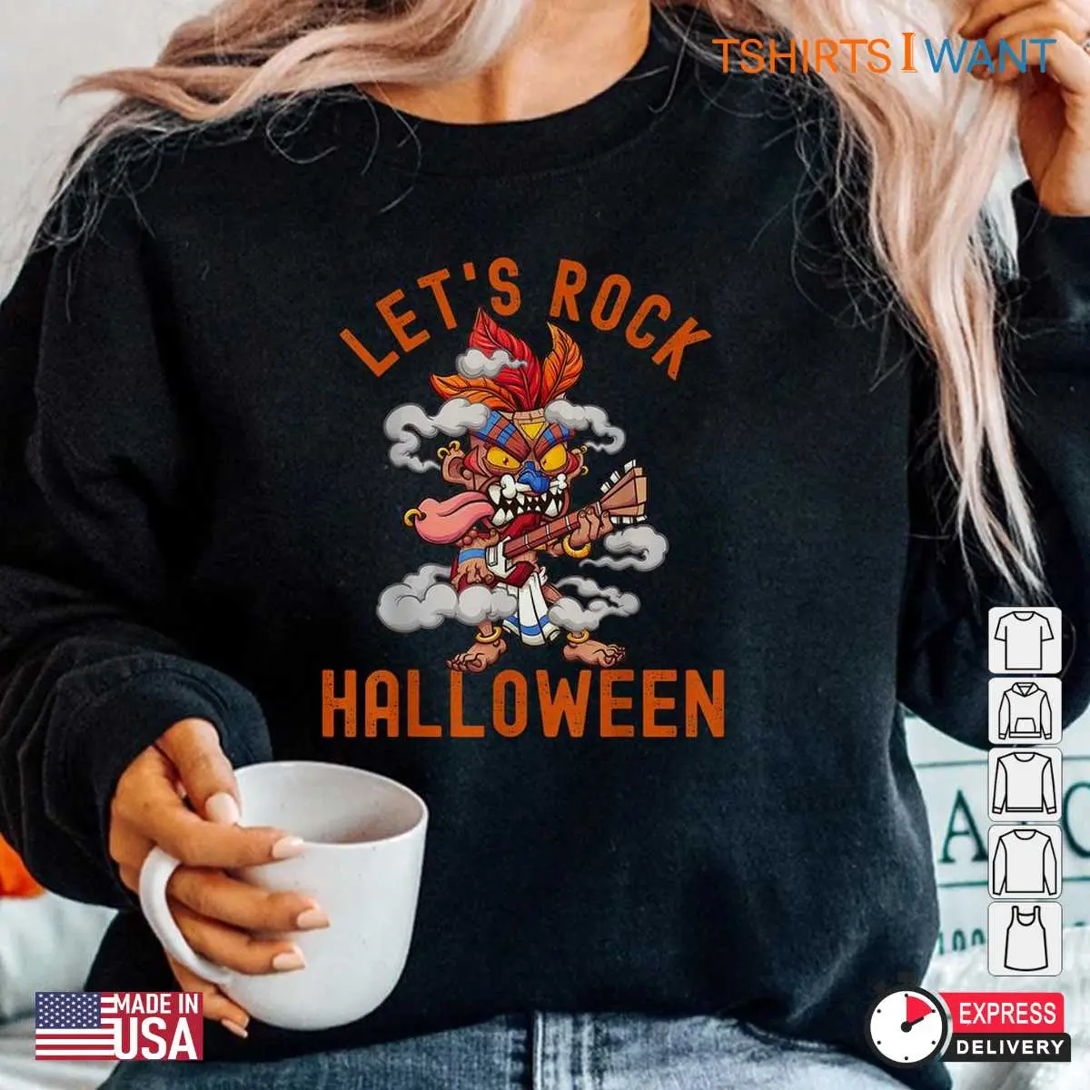 Halloween Tiki Shirt Rocking Guitar Luau Tee 6 1.jpg