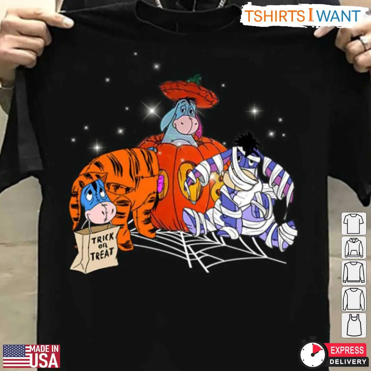 Halloween Trick or Treat T Shirt Cute Eeyore in Fun Disney Halloween Costumes Graphic Tee 1 1 1.jpg